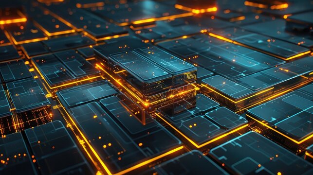 high speed server cores glowing with power, abstract representation of fast data processing