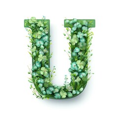 Green flowers letter U