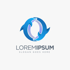 Modern abstract couple dolphin logo icon template