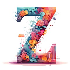Flowers in font, Letter Z