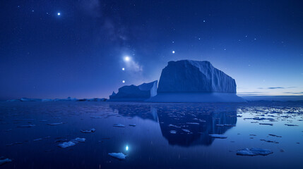 Icebergs night photo