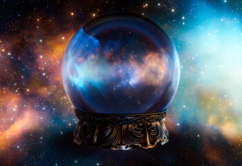 Ornate Crystal Ball Cosmic Background