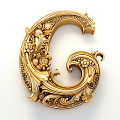 3D Letter G gold and ornament