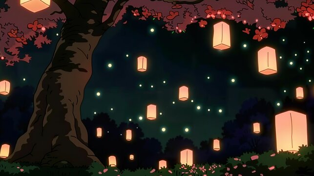 A festival of lights where every lantern holds a spirit