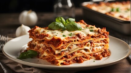 Even in a photo, the flavor and aroma of the lasagna seem to come to life, bringing back memories of home-cooked meals and comforting Italian cuisine.