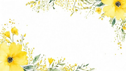 Watercolor yellow floral background for wedding, birthday, card, invitation. symbol of happiness