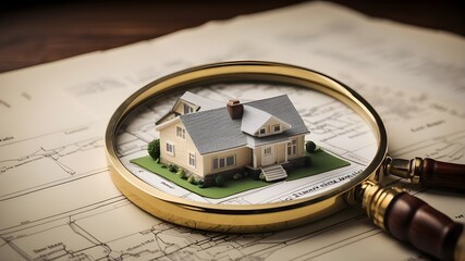 The loupe represents a concentrated search for the ideal real estate asset to purchase and invest in, emphasizing the value of careful consideration and in-depth research when looking for a property.