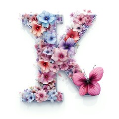 Flowers in font, Letter K