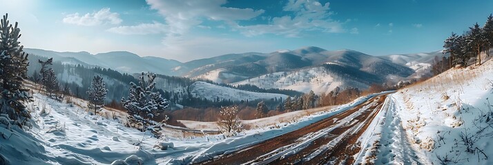 Mountain scenic view from road side realistic nature and landscape
