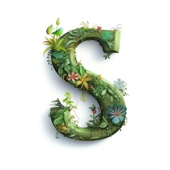 3D Letter S made of flowers