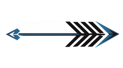 Blue color arrow to the right on the whit background..