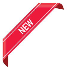 Red New Ribbon on White Background
