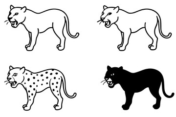  leopard line art silhouette illustration