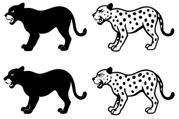  leopard line art silhouette illustration