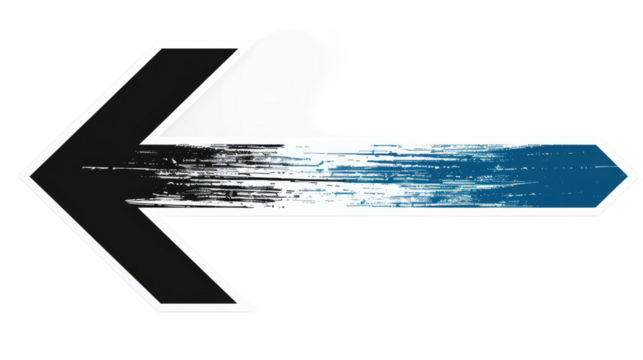 Blue color arrow to the left on the white background.. - Powered by Adobe