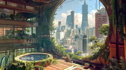 A futuristic Tokyo scene featuring Shinjuku