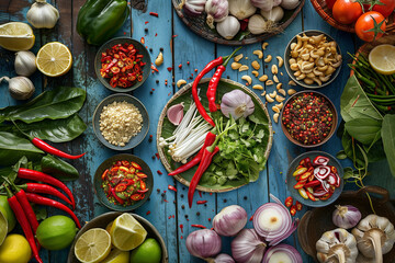 Thai food fresh ingredient, Superimposed dishes