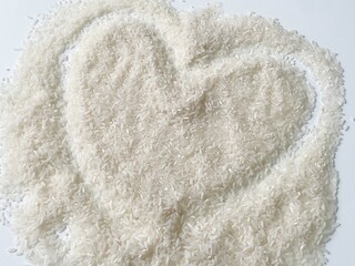 white rice, natural long rice grain isolated on white