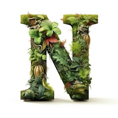 Letter N playful nature style