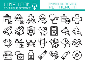 ラインアイコン　動物シリーズvol.6　ペットの健康