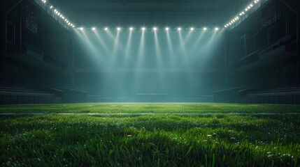 Grand Stadium at Night with Lush Green Grass Generative AI