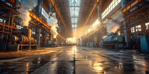 Obraz premium Vast Industrial Complex Showcasing Manufacturing Prowess and Technological Advancements