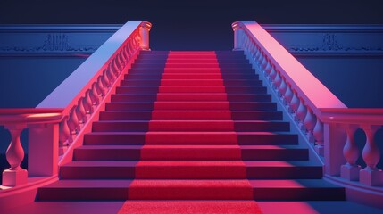 Luxury Staircase Ready for Nighttime Gala Event Generative AI