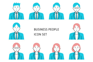 10人のビジネスマン・ビジネスウーマンのアイコンセット