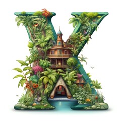 Letter X playful nature style