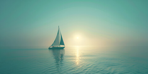 A tranquil sailboat gliding across calm waters oct Gliding Sailboat on Tranquil Ocean 