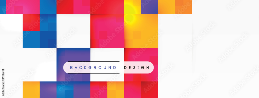 Poster Vibrant coloring with rectangles of different colors on a white background. Featuring shades of violet, magenta, and electric blue in a parallel pattern, creating a colorful and artistic design