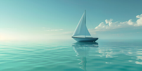A solitary sailboat on a calm sea Solitary Sailboat on Tranquil Waters 