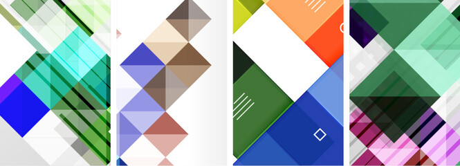 Fototapeta premium Set of colorful square posters business templates. Vector Illustration For Wallpaper, Banner, Background, Card, Book Illustration, landing page