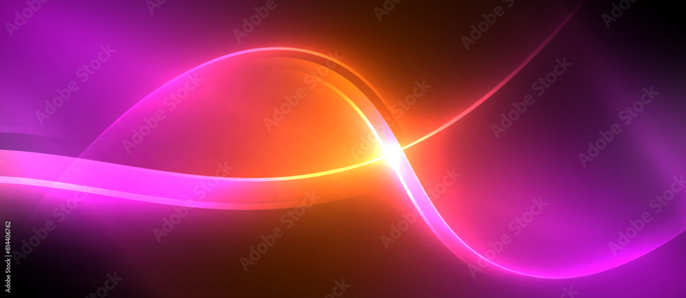 Poster A colorful wave of electric blue and amber hues against a cosmic backdrop of purple and orange, resembling an astronomical object in space with a touch of artistry