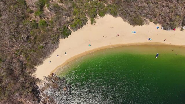 Natural beach in Bahia del Organo, Huatulco National Park, Oaxaca Mexico 