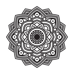 Simple Intricate Black And White Sacred Geometric Floral Mandala Rosette Shape Element Design
