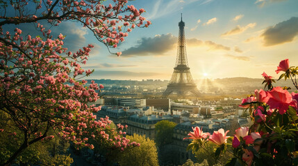 eiffel tower in spring