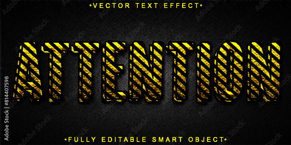 Poster danger yellow lines attention vector fully editable smart object text effect