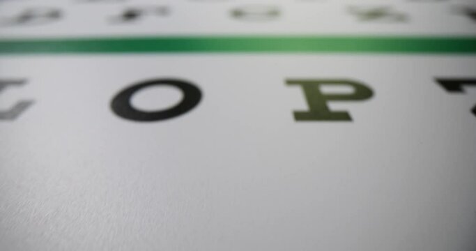 Eye chart with letters and vision test
