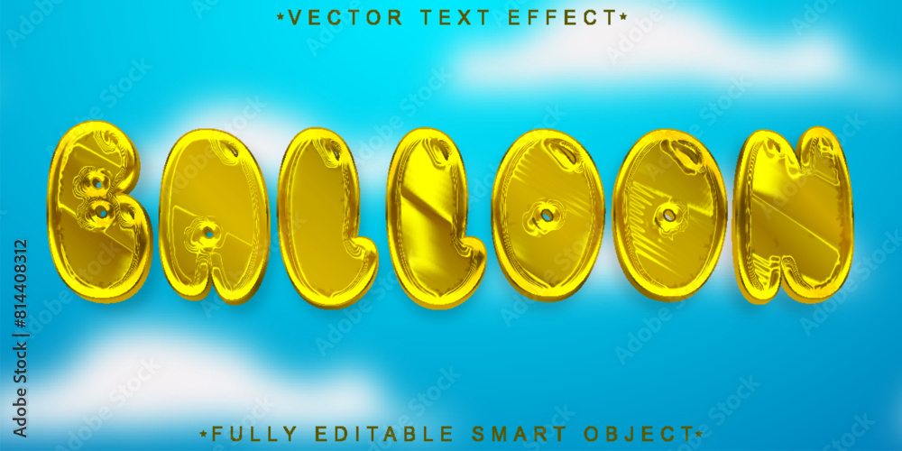 Poster golden balloon vector fully editable smart object text effect