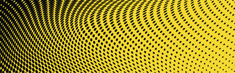 Bright polka dot pop art halftone pattern. Wide vector illustration
