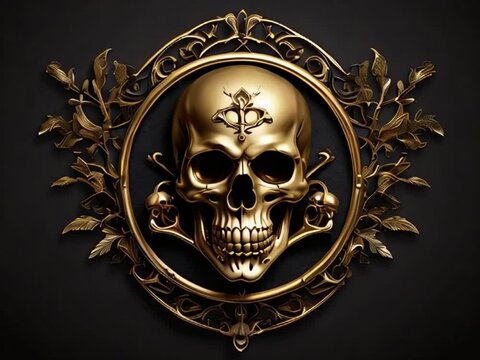 skull gold emblem gothic style