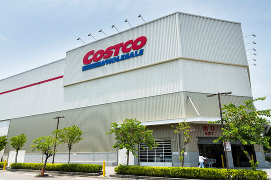Tainan, Taiwan- May 7, 2024: View of Costco wholesale storefront in Tainan, Taiwan. Costco Wholesale Company is the largest membership warehousing club in the United States.