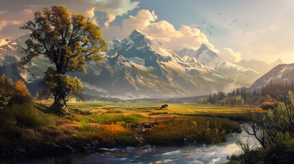 Serene Mountain River Landscape