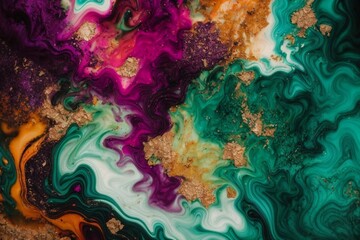 Digitally Created Liquid Paint Design green background