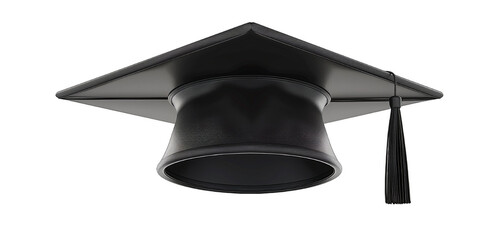 Graduation cap and diploma isolated on white background showing academic achievement and success, png.