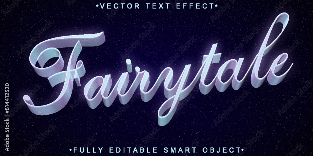 Poster shiny soft fairytale vector fully editable smart object text effect