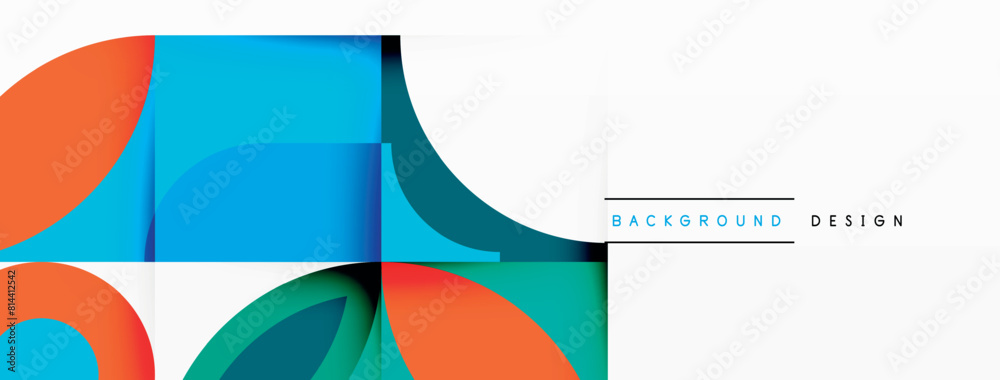 Aufkleber aqua, electric blue, and white rectangles and circles create a vibrant pattern on a white background