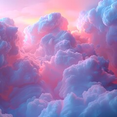 Ethereal Backdrop for Luxury Skincare and Wellness Product Presentation with Soft Lighting and Pastel Cloud Formations