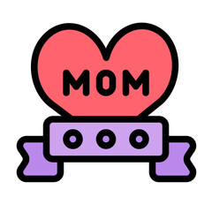Best Mom Icon With Line Flat Color Style